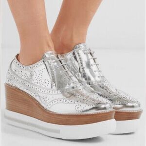 MIU MIU  Silver Oxford sneakers in great condition!.  38. or 8